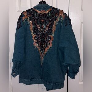 Sundance Blue Jean Jacket with Embroidered Peacock